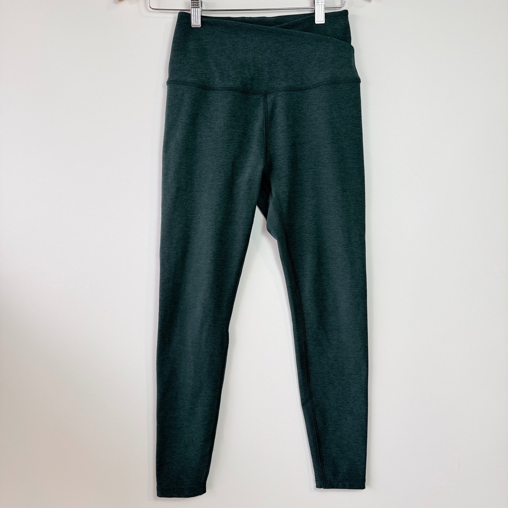 Beyond Yoga Leggings Womens Medium Green Excellent Crossover High Waist Heather